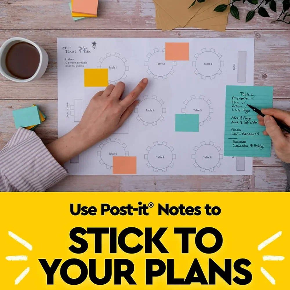 Post-It Notes*Post-it Notes, 3" x 3", Collection, 100 Sheet/Pad, 12 Pads/Pack (654AST) Beachside Café