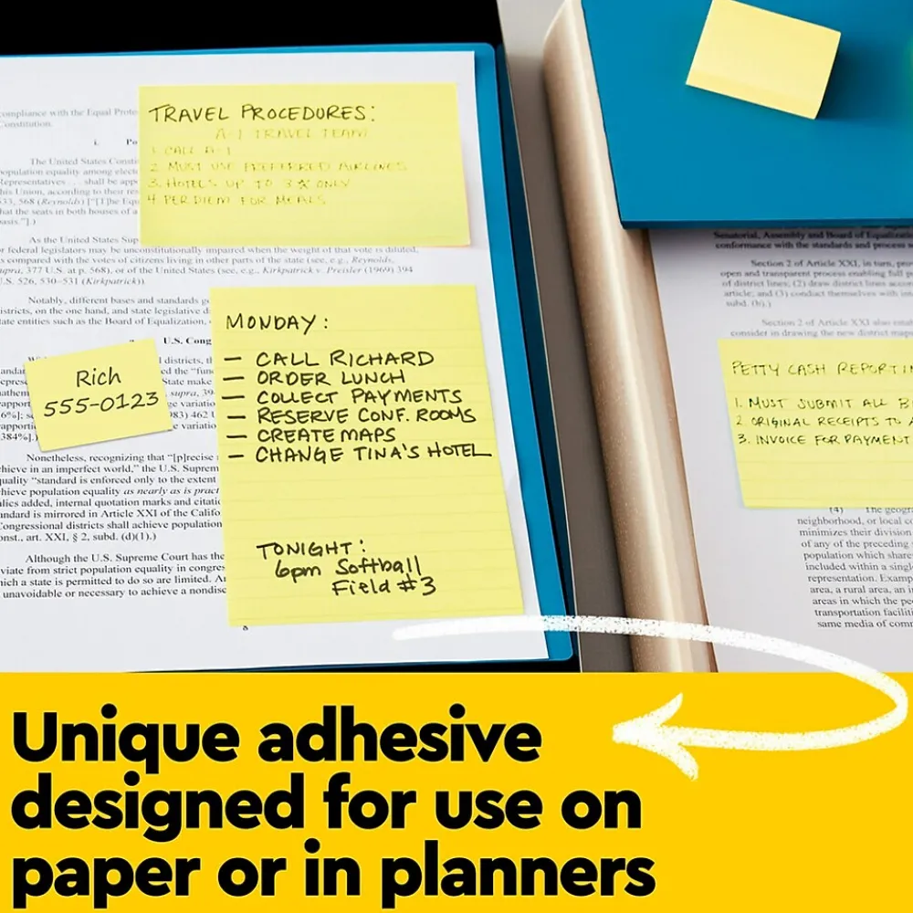 Post-It Notes*Post-it Notes, 3" x 3", Canary Collection, Lined, 100 Sheet/Pad, 2 Pads/Pack (630PK2)