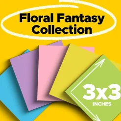 Post-It Notes*Post-it Notes, 3" x 3", Collection, 100 Sheet/Pad, 5 Pads/Pack (654-5UC) Floral Fantasy