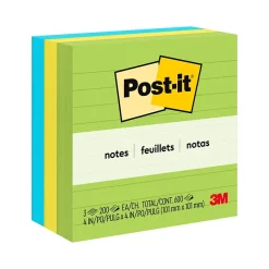 Post-It Notes*Post-it Notes, 4" x 4", Floral Fantasy Collection, Lined, 200 Sheet/Pad, 3 Pads/Pack (6753AUL)