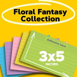 Post-It Notes*Post-it Notes, 3" x 5", Collection, Lined, 100 Sheet/Pad, 5 Pads/Pack (635-5AU) Floral Fantasy