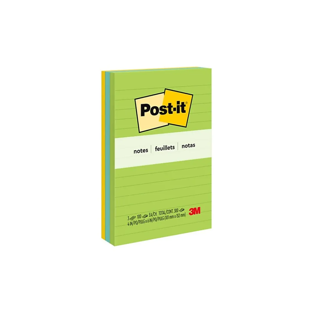 Post-It Notes*Post-it Notes, 4" x 6", Collection, Lined, 100 Sheet/Pad, 3 Pads/Pack (6603AU) Floral Fantasy