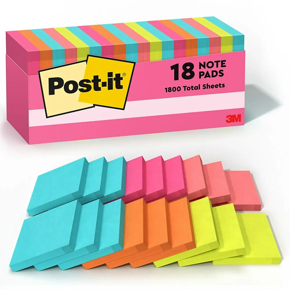 Post-It Notes*Post-it Notes, 3" x 3", Collection, 100 Sheet/Pad, 18 Pads/Pack (65418CTCP) Poptimistic
