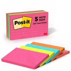 Post-It Notes*Post-it Notes, 3" x 5", Collection, Lined, 100 Sheet/Pad, 5 Pads/Pack (635-5AN) Poptimistic