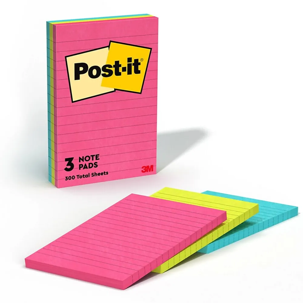 Post-It Notes*Post-it Notes, 4" x 6", Collection, Lined, 100 Sheet/Pad, 3 Pads/Pack (6603AN) Poptimistic