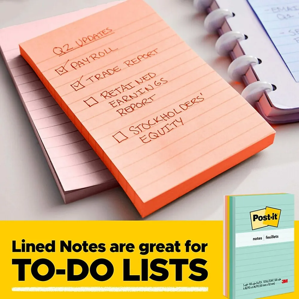 Post-It Notes*Post-it Notes, 4" x 6", Collection, Lined, 100 Sheet/Pad, 3 Pads/Pack (6603AN) Poptimistic