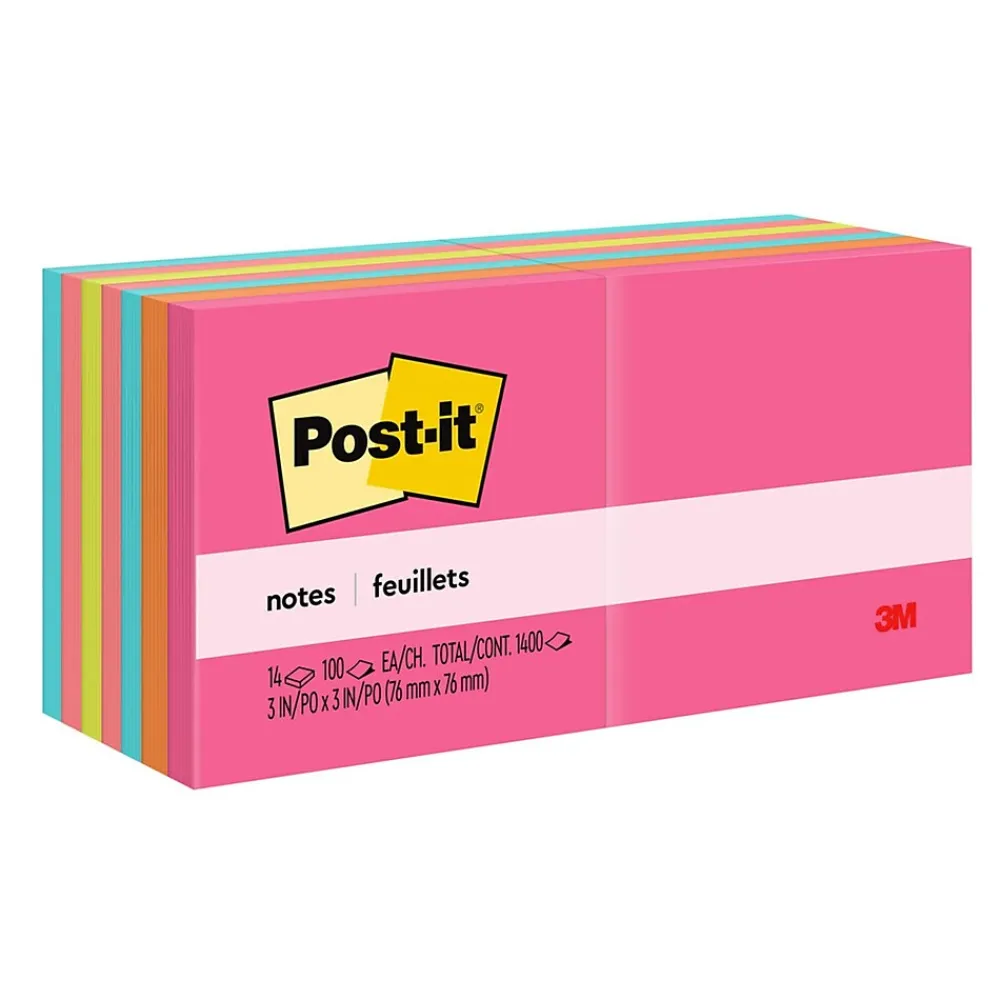 Post-It Notes*Post-it Notes, 3" x 3", Collection, 100 Sheet/Pad, 14 Pads/Pack (65414AN) Poptimistic