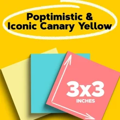 Post-It Notes*Post-it Notes, 3" x 3", Poptimistic Collection, 100 Sheet/Pad, 14 Pads/Pack (65414YWM) Canary Yellow/Poptimistic Collection