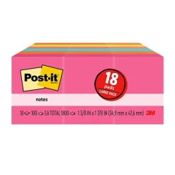 Sticky Notes*Post-it Notes Value Pack, 1 3/8" x 1 7/8", Poptimistic Collection, 18 Pads/Pack (653-18AU)