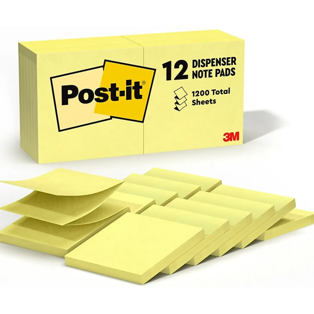 Sticky Notes*Post-it Pop-up Notes, 3" x 3", Canary Collection, 100 Sheet/Pad, 12 Pads/Pack (R330-YW)