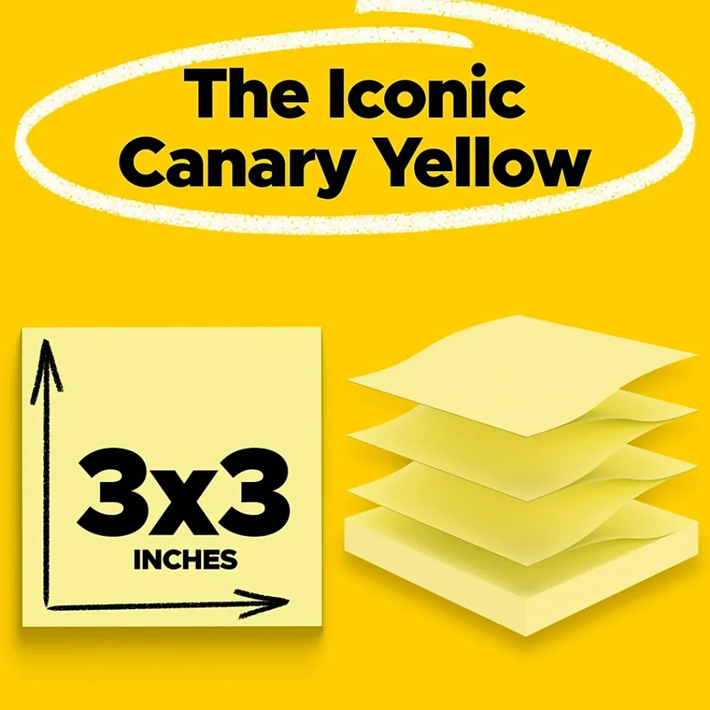 Sticky Notes*Post-it Pop-up Notes, 3" x 3", Canary Collection, 100 Sheet/Pad, 12 Pads/Pack (R330-YW)