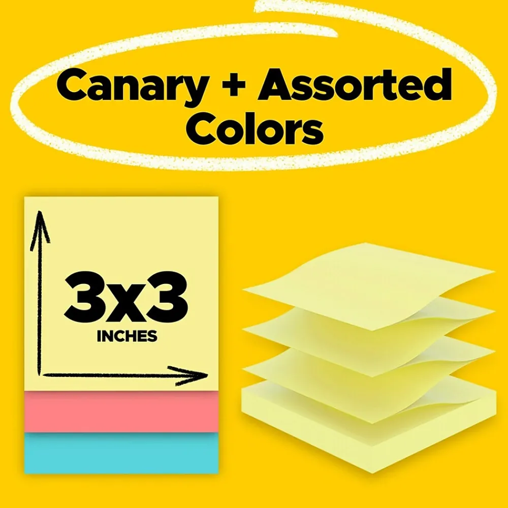 Post-It Notes*Post-it Pop-up Notes, 3" x 3", Poptimistic Collection, 100 Sheet/Pad, 18 Pads/Pack (R330144B) Canary Yellow/Poptimistic Collection