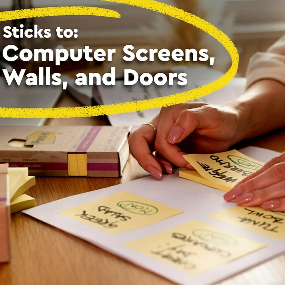 Post-It Notes*Post-it Recycled Super Sticky Pop-up Notes, 3" x 3", Canary Collection, 70 Sheet/Pad, 6 Pads/Pack (R330R-6SSCY) Canary Yellow