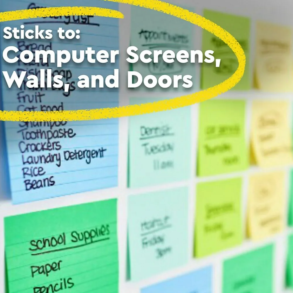 Post-It Notes*Post-it Recycled Super Sticky Notes, 3" x 3", Oasis Collection, 70 Sheet/Pad, 12 Pads/Pack (654R-12SST)
