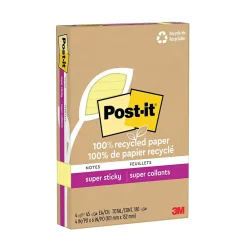 Post-It Notes*Post-it Recycled Super Sticky Notes, 4" x 6", Canary Collection, 45 Sheet/Pad, 4 Pads/Pack (4621R-4SSCY) Canary Yellow