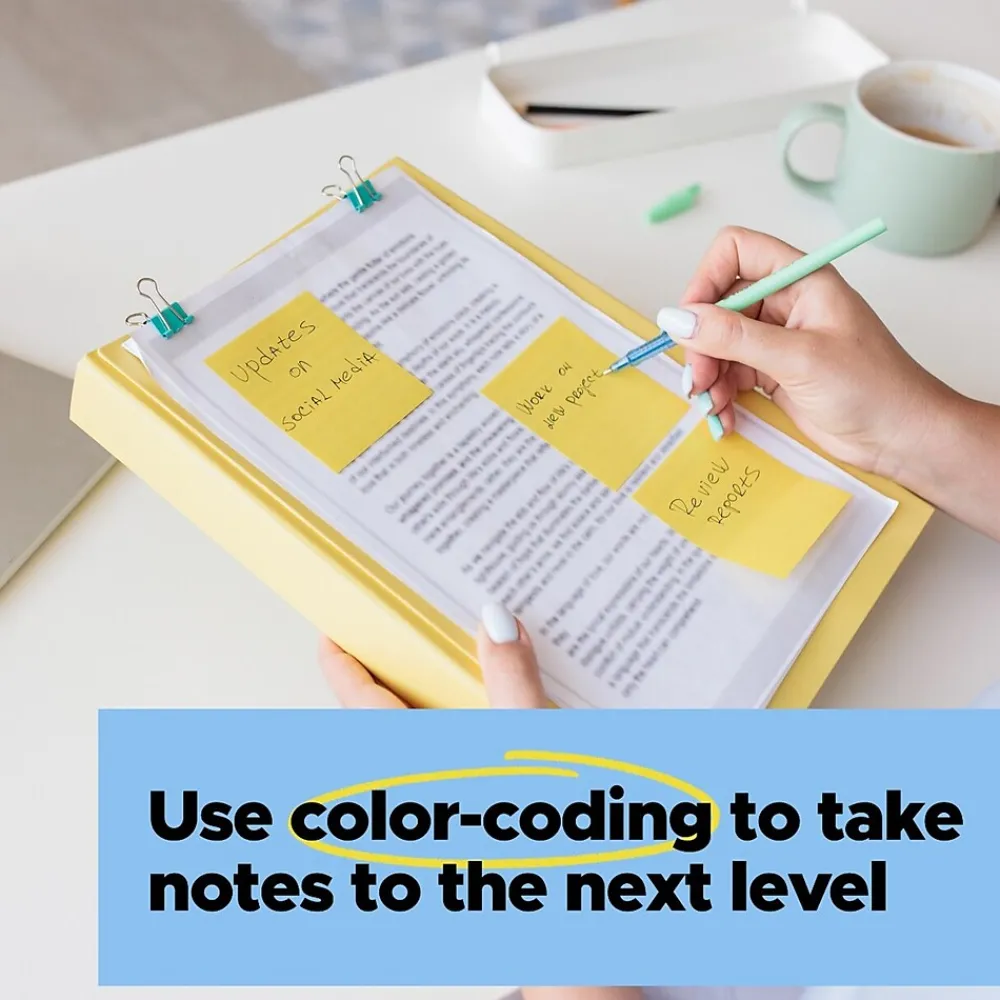 Post-It Notes*Post-it Recycled Super Sticky Notes, 4" x 6", Canary Collection, 45 Sheet/Pad, 4 Pads/Pack (4621R-4SSCY) Canary Yellow