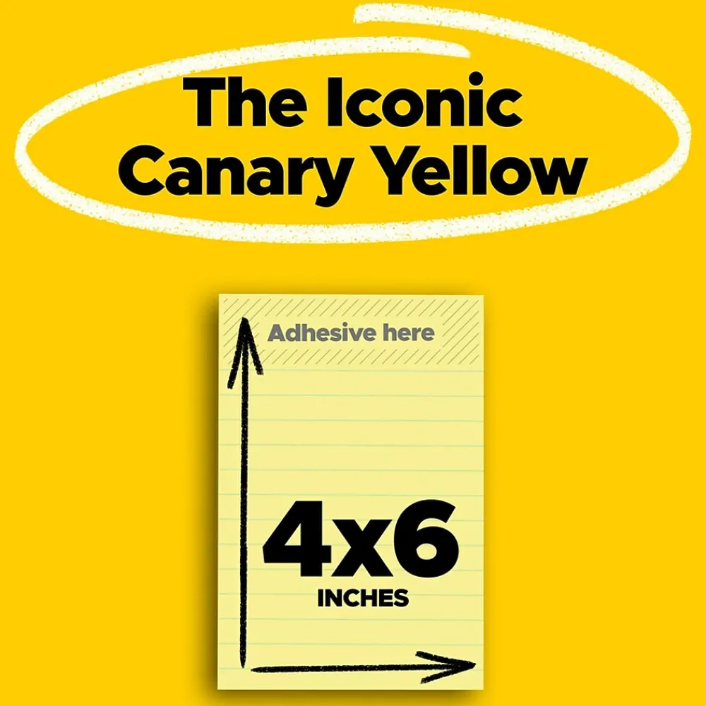 Post-It Notes*Post-it Recycled Super Sticky Notes, 4" x 6", Canary Collection, 45 Sheet/Pad, 4 Pads/Pack (4621R-4SSCY) Canary Yellow