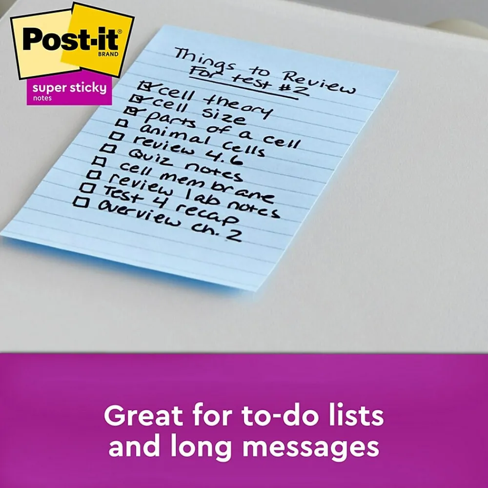 Post-It Notes*Post-it Recycled Super Sticky Notes, 4" x 6", Oasis Collection, Lined, 90 Sheet/Pad, 3 Pads/Pack (6603SST)