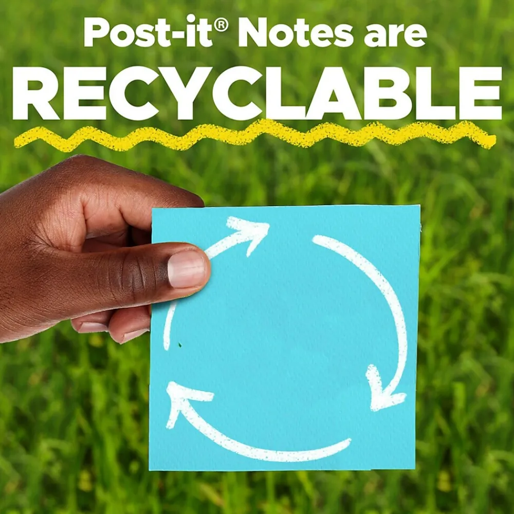 Post-It Notes*Post-it Recycled Super Sticky Notes, 4" x 6", Oasis Collection, Lined, 90 Sheet/Pad, 3 Pads/Pack (6603SST)