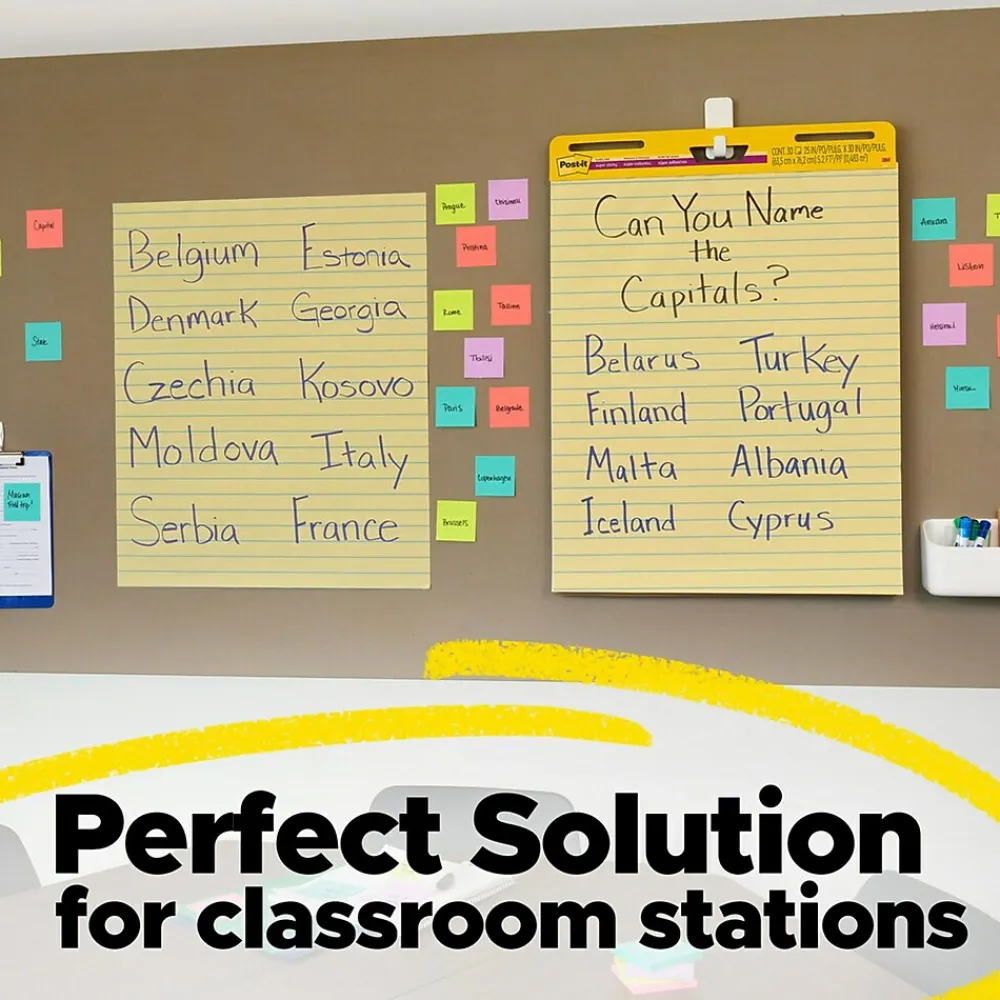 Easel Paper Pads*Post-it ® Super Sticky Easel Pad, 25" x 30", Yellow with Lines, 30 Sheets/Pad (561)