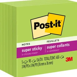 Post-It Notes*Post-it Super Sticky Notes, 3" x 3", Marrakesh Collection, 90 Sheet/Pad, 5 Pads/Pack (654-5SSLE)