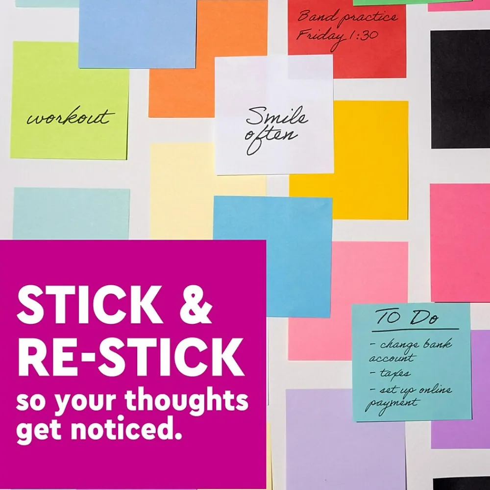 Post-It Notes*Post-it Super Sticky Notes, 3" x 3", , 90 Sheet/Pad, 5 Pads/Pack (654-5SSNP) Neon Pink