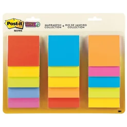 Post-It Notes*Post-it Super Sticky Notes, 3" x 3", Assorted Collection, 45 Sheet/Pad, 15 Pads/Pack (654-15SSMULTI) Marrakesh and Rio de Janeiro