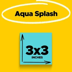 Post-It Notes*Post-it Super Sticky Notes, 3" x 3", Aqua Wave, 90 Sheet/Pad, 5 Pads/Pack (654-5AW)