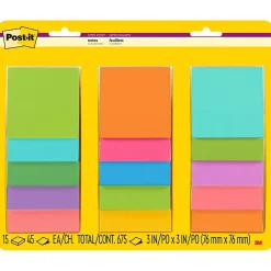 Post-It Notes*Post-it Super Sticky Notes, 3" x 3", Collection, 45 Sheet/Pad, 15 Pads/Pack (654-15SSMULTI2) Supernova Neons