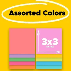 Post-It Notes*Post-it Super Sticky Notes, 3" x 3", Collection, 45 Sheet/Pad, 15 Pads/Pack (654-15SSMULTI2) Supernova Neons