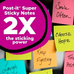 Post-It Notes*Post-it Super Sticky Notes, Assorted Sizes, Energy Boost Collection, 45 Sheet/Pad, 4 Pads/Pack (4622-SSAU)