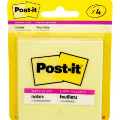Post-It Notes*Post-it Super Sticky Notes, 3" x 3", Canary Yellow, 4 Pads/Pack, 45 Sheets/Pad (3321-4SSCY)
