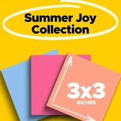 Post-It Notes*Post-it Super Sticky Notes, 3" x 3", Summer Joy Collection, 45 Sheet/Pad, 3 Pads/Pack (3321-SSJOY)