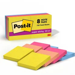 Sticky Notes*Post-it Super Sticky Notes, 1 7/8" x 1 7/8", Summer Joy Collection, 90 Sheet/Pad, 8 Pads/Pack (622-8SSJOY)