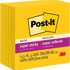 Post-It Notes*Post-it Super Sticky Notes, 3" x 3", , 90 Sheet/Pad, 5 Pads/Pack (6545SSY) Yellow
