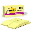 Post-It Notes*Post-it Super Sticky Notes, 3" x 3", Canary Collection, 90 Sheet/Pad, 12 Pads/Pack (65412SSCY)