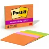 Post-It Notes*Post-it Super Sticky Notes, 8" x 6", Energy Boost Collection, Lined, 45 Sheet/Pad, 4 Pads/Pack (6845-SSPL)