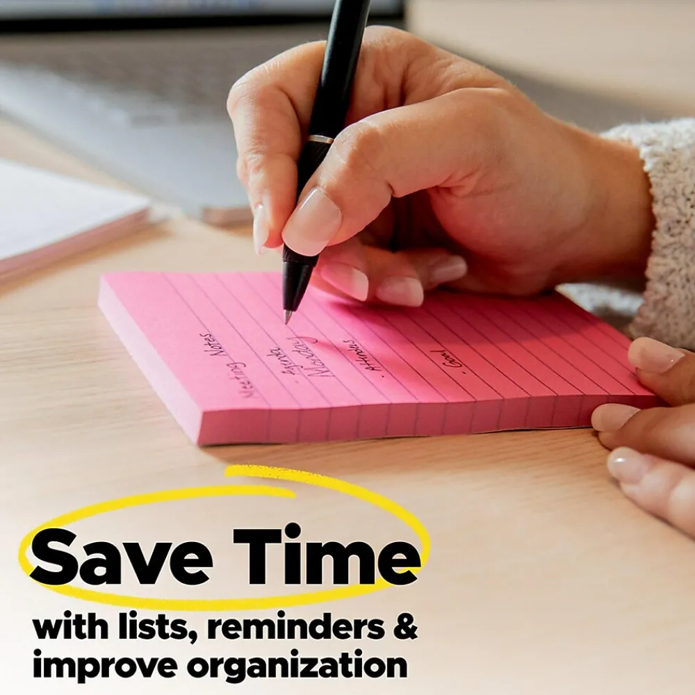 Post-It Notes*Post-it Super Sticky Notes, 4" x 4", Canary Collection, Lined, 90 Sheet/Pad, 4 Pads/Pack (675-4SSCY)