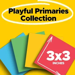Sticky Notes*Post-it Super Sticky Notes, 3" x 3", Collection, 70 Sheet/Pad, 24 Pads/Pack (65424SSANCP) Playful Primaries