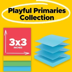 Post-It Notes*Post-it Super Sticky Pop-up Notes, 3" x 3", Playful Primaries Collection, 90 Sheet/Pad, 18 Pads/Pack (R330-18SSAN-CP)