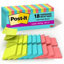 Post-It Notes*Post-it Super Sticky Pop-up Notes, 3" x 3", Supernova Neons Collection, 90 Sheets/Pad, 18 Pads/Pack (R330-18SSMIACP)