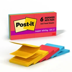 Post-It Notes*Post-it Super Sticky Pop-up Notes, 3" x 3", Playful Primaries Collection, 90 Sheet/Pad, 6 Pads/Pack (R330-6SSAN)