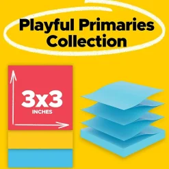 Post-It Notes*Post-it Super Sticky Pop-up Notes, 3" x 3", Playful Primaries Collection, 90 Sheet/Pad, 6 Pads/Pack (R330-6SSAN)