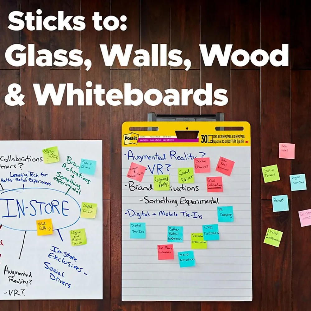 Easel Paper Pads*Post-it Super Sticky Wall Easel Pad, 25" x 30", Lined, 30 Sheets/Pad, 2 Pads/Pack (561WL-VAD-2PK)