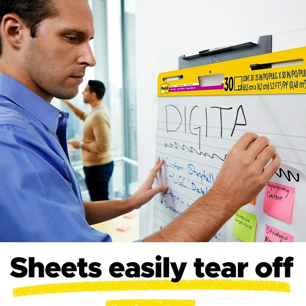 Easel Paper Pads*Post-it Super Sticky Wall Easel Pad, 25" x 30", Lined, 30 Sheets/Pad, 2 Pads/Pack (561WL-VAD-2PK)