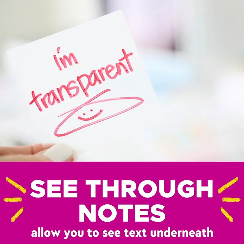 Post-It Notes*Post-it Transparent Notes, 2.8" x 2.8", Assorted Collection, 30 Sheet/Pad, 10 Pads/Pack (600-TRSPT-10P)