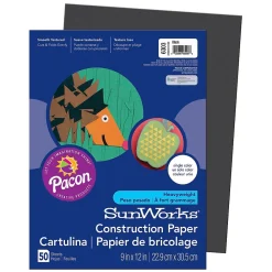 Construction Paper*Prang 9" x 12" Construction Paper, Black, 50 Sheets/Pack, 10 Packs (PAC6303-10)