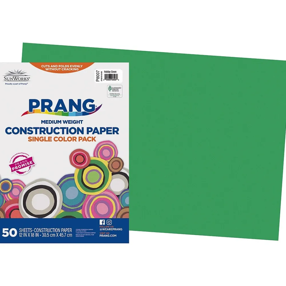 Construction Paper*Prang 12" x 18" Construction Paper, Holiday Green, 50 Sheets/Pack (P8007-0001)