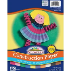 Construction Paper*Prang 9" x 12" Construction Paper, Assorted Colors, 500 Sheets/Pack (PCON01500)