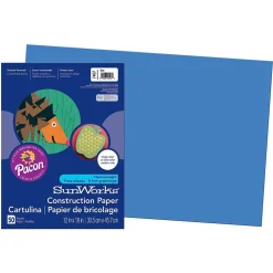 Construction Paper*Pacon Prang® Construction Paper, Blue, 12" x 18", 50 Sheets Per Pack, 5 Packs (PAC7407-5)